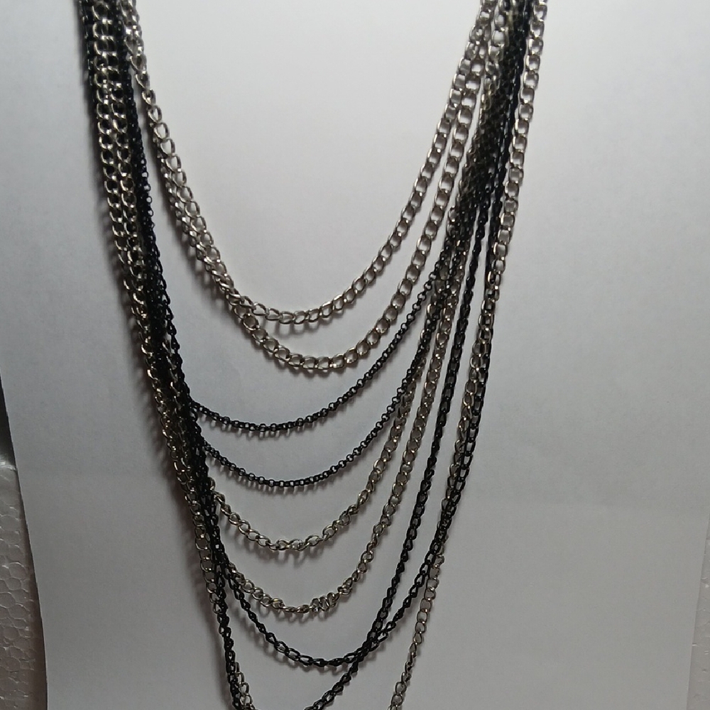 Elegant Black and Silver Layered Necklace